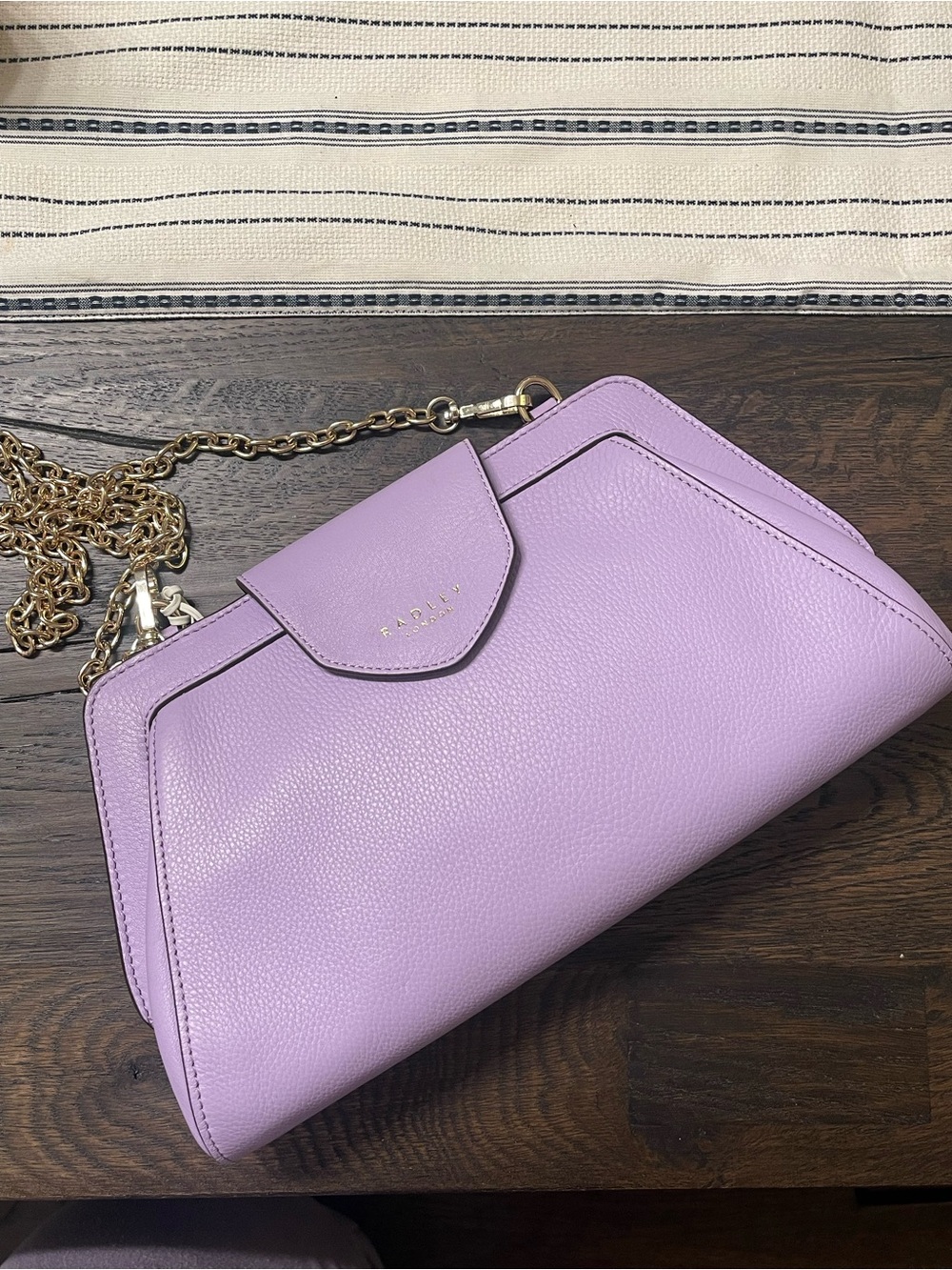 RADLEY LONDON Lavender Pebbled Leather Chain Shoulder Bag